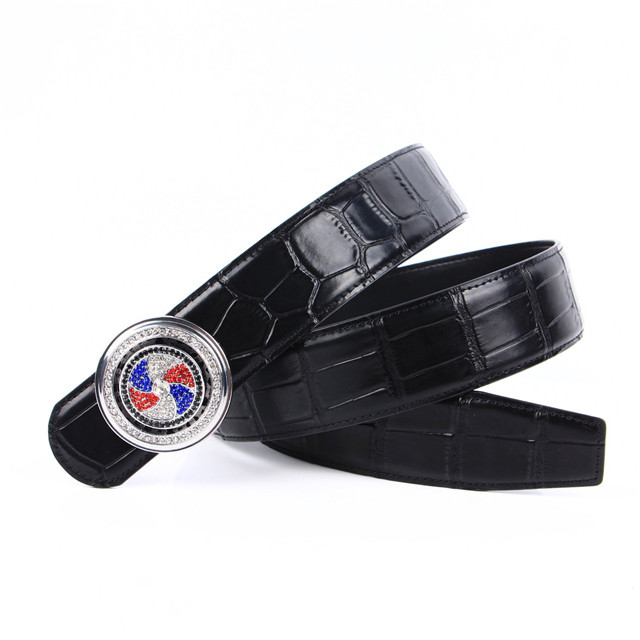 Web Celebrity Leather Belt for Men with Crocodile Pattern Matching Timing Spinning Top Smooth Buckle Hot Style