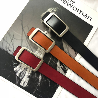 New Smooth Buckle Men And Women's Belt Korean Version of Commuter Pure Leather Simple Buckle with Jeans Belt