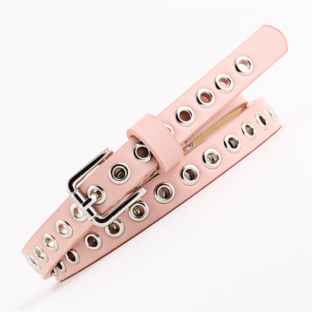 Wholesale Fashion Women's Skinny PU Leather Belt with Grommets Ladies Belt Manufacturer