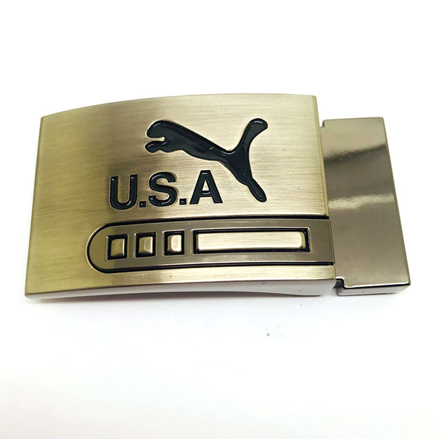 Brushed Finish Engraved Logo Custom Men Belt Plate Buckle 4.0cm Inner Size