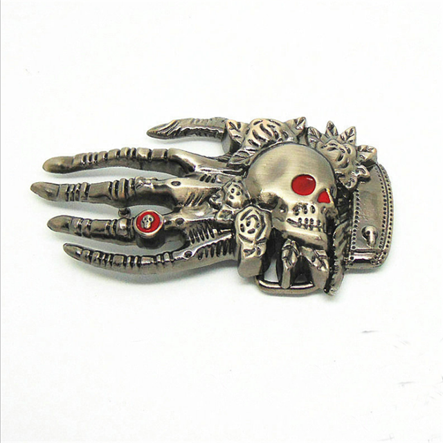 DSC05654 Promotional gifts factory price custom metal skull hand shape belt buckle 
