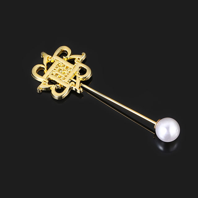 Needle Long Pin Style Men Suit Necessaries Pin Brooch with Pearl Metal Alloy Material