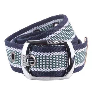 High Quality Alloy Buckle Material Fashionable Canvas Stripe Men Belts 