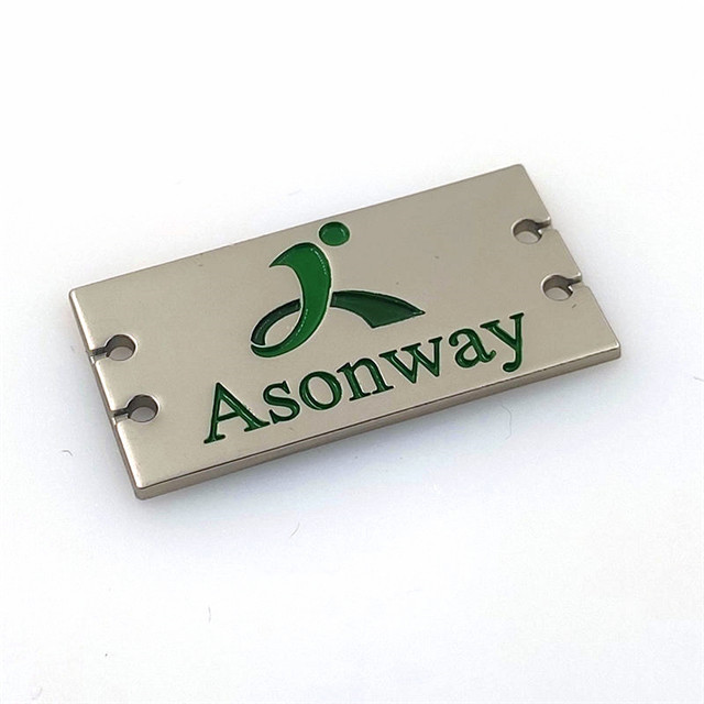 Designer brand name antique brass custom 2 holes sewing metal made personalized clothing labels