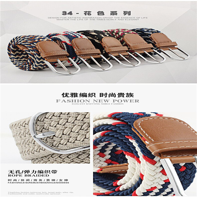  Customized Wholesale High Quality Polyester Knitted Elastic Braided Mens Rope Belt 