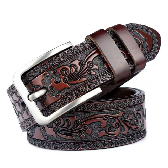 Designed for High-end Carved Craft Leather Men's Belt Fashion Personality Jeans Belt Pure Leather