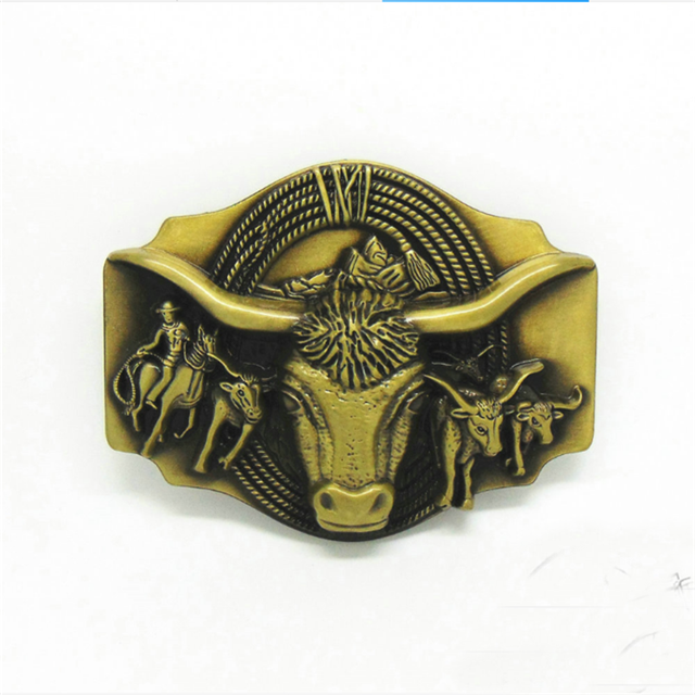Bull Head Antique Bronze Highend Cowboy Western Buckle Belt Men 4.0cm for Strap 