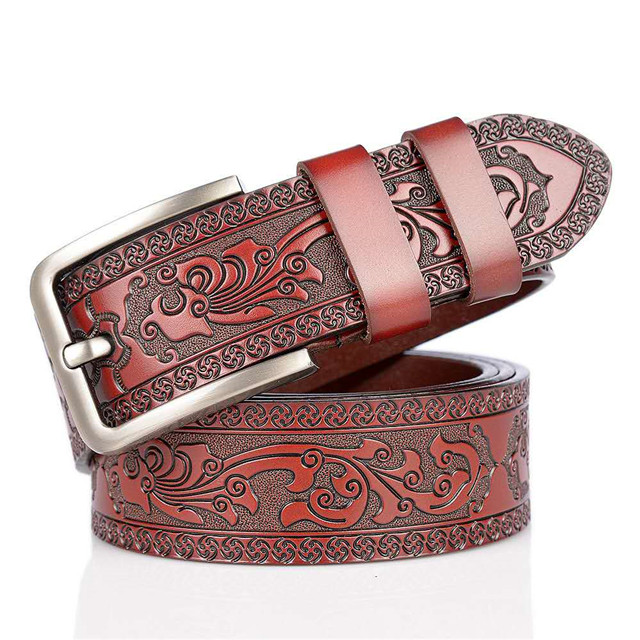 Designed for High-end Carved Craft Leather Men's Belt Fashion Personality Jeans Belt Pure Leather